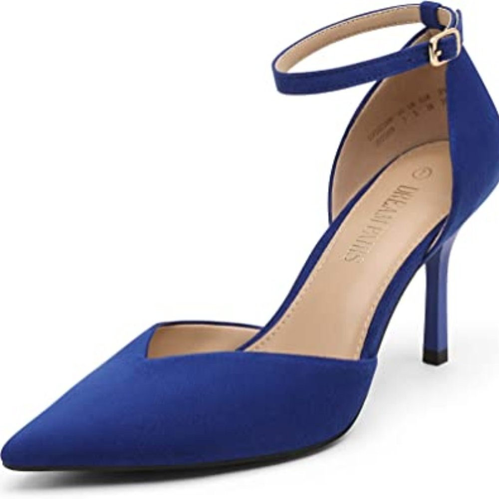 Blue Ankle-strap Stiletto Heels, US W 8.5, Royal Blue, NIB